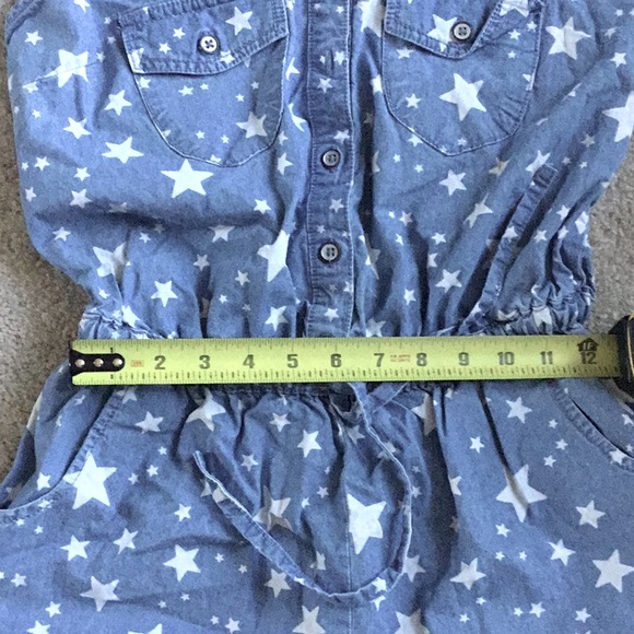 Celestial patriotic blue denim stars strappy shorts romper 100% cotton organic - Picture 8 of 11
